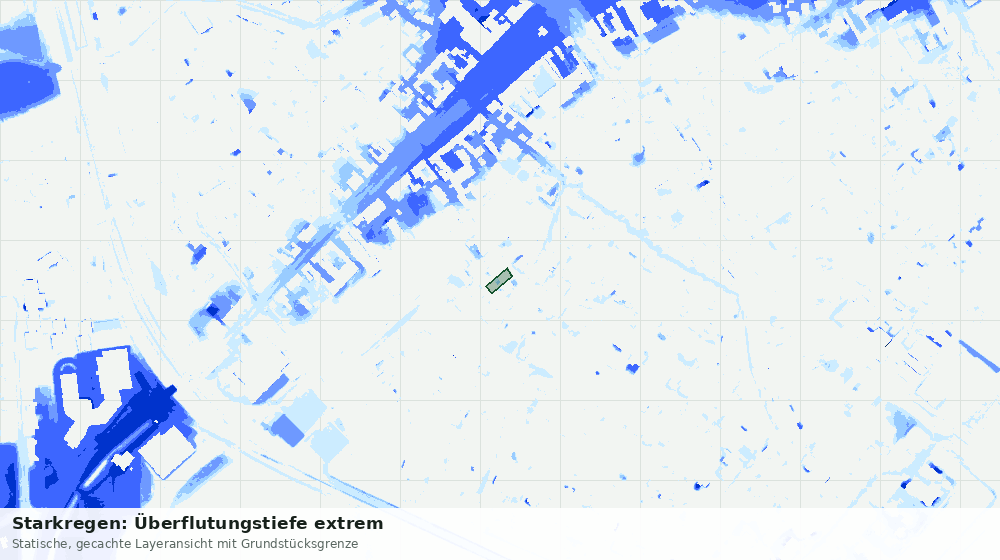 Statische Kartenansicht: Starkregen: Überflutungstiefe extrem