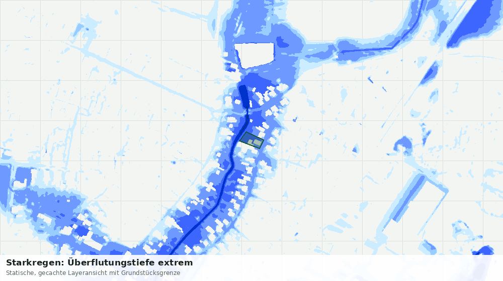 Statische Kartenansicht: Starkregen: Überflutungstiefe extrem