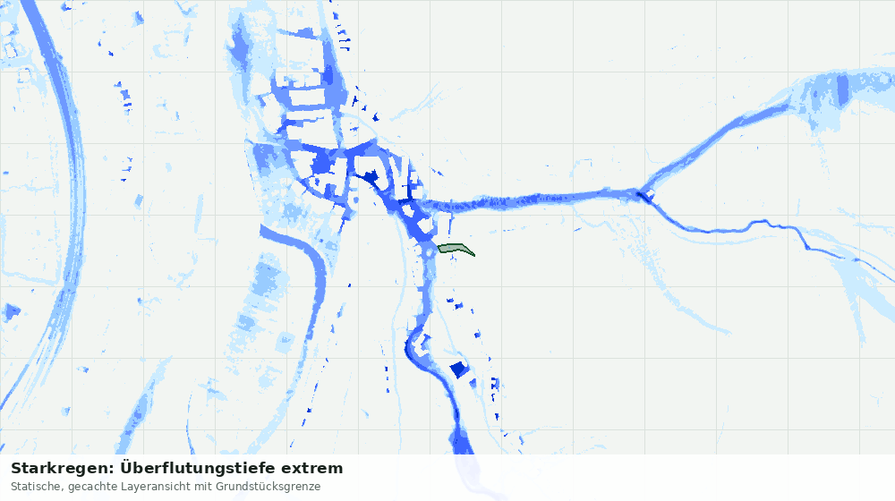 Statische Kartenansicht: Starkregen: Überflutungstiefe extrem