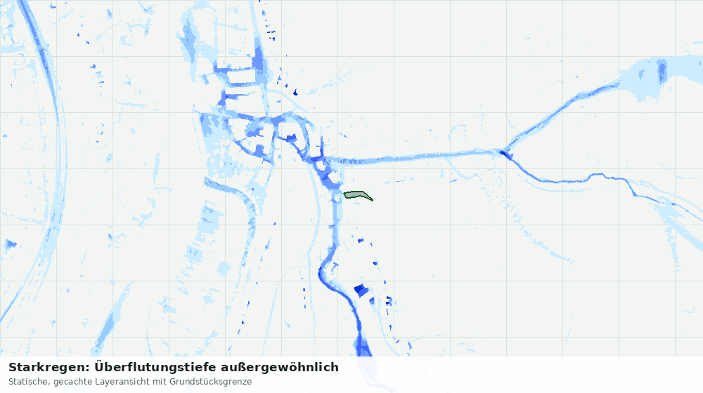 Statische Kartenansicht: Starkregen: Überflutungstiefe außergewöhnlich