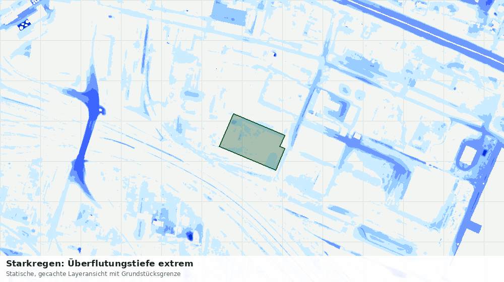 Statische Kartenansicht: Starkregen: Überflutungstiefe extrem