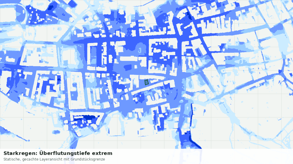 Statische Kartenansicht: Starkregen: Überflutungstiefe extrem