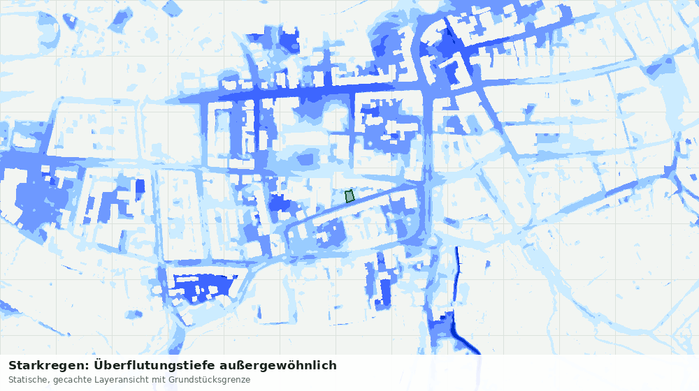 Statische Kartenansicht: Starkregen: Überflutungstiefe außergewöhnlich
