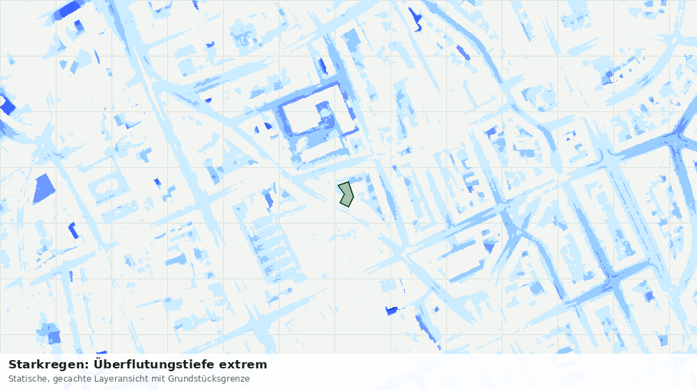 Statische Kartenansicht: Starkregen: Überflutungstiefe extrem