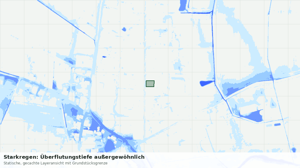Statische Kartenansicht: Starkregen: Überflutungstiefe außergewöhnlich