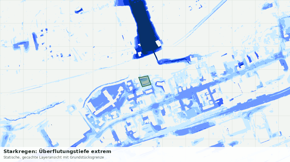 Statische Kartenansicht: Starkregen: Überflutungstiefe extrem