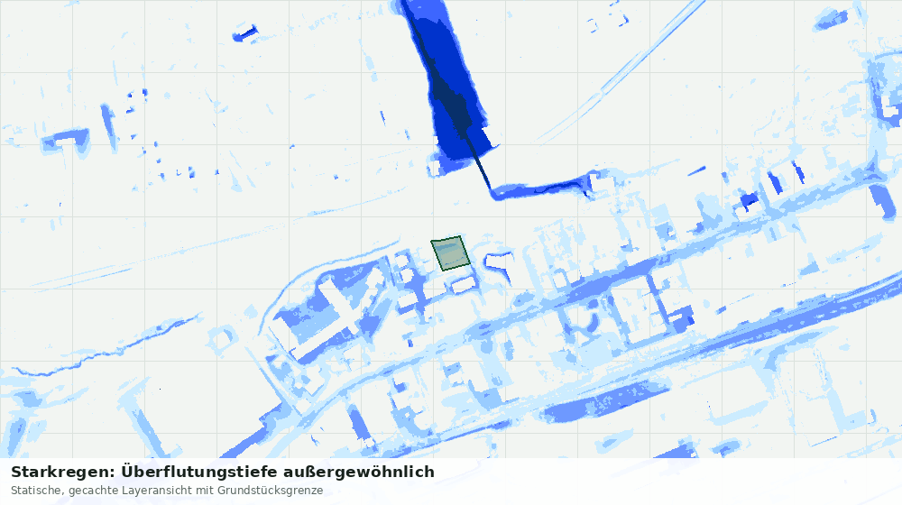 Statische Kartenansicht: Starkregen: Überflutungstiefe außergewöhnlich
