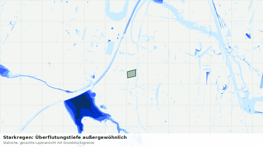 Statische Kartenansicht: Starkregen: Überflutungstiefe außergewöhnlich