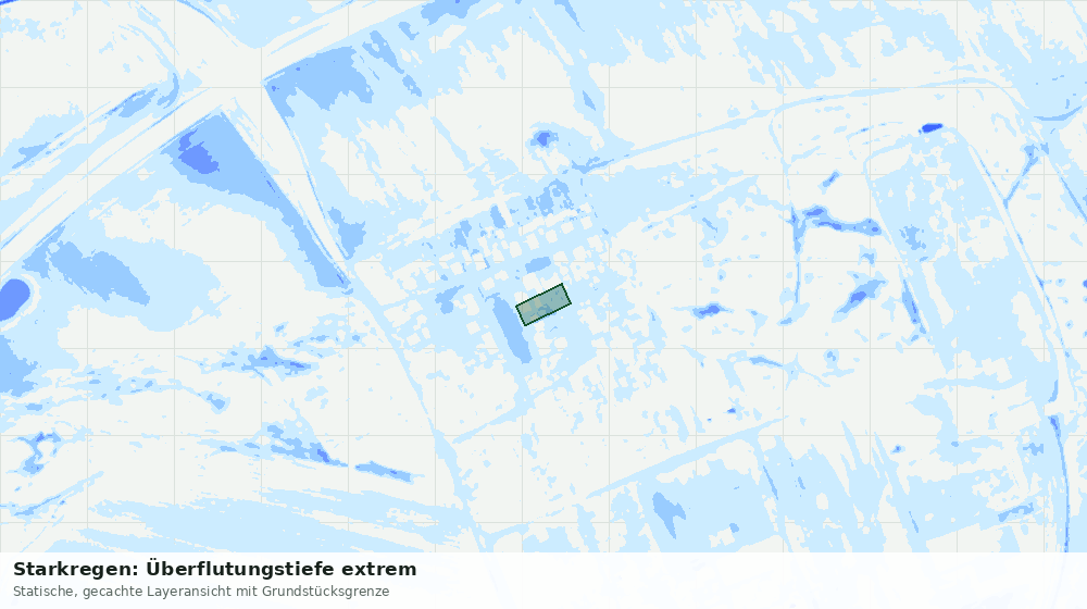 Statische Kartenansicht: Starkregen: Überflutungstiefe extrem