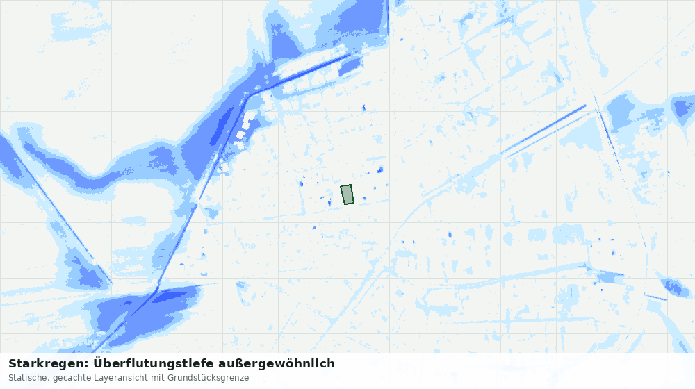 Statische Kartenansicht: Starkregen: Überflutungstiefe außergewöhnlich