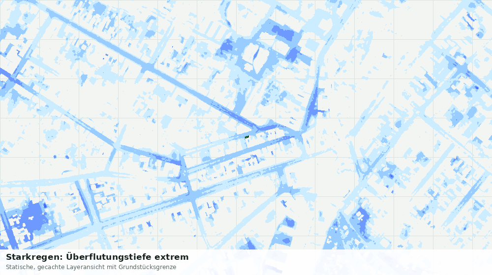 Statische Kartenansicht: Starkregen: Überflutungstiefe extrem