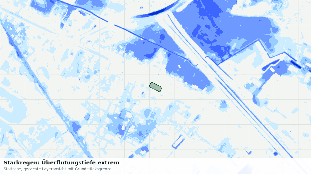 Statische Kartenansicht: Starkregen: Überflutungstiefe extrem