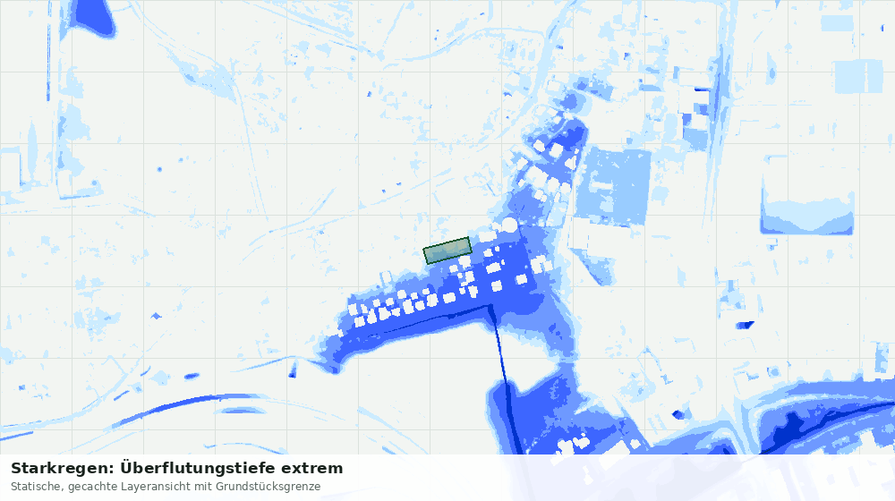 Statische Kartenansicht: Starkregen: Überflutungstiefe extrem