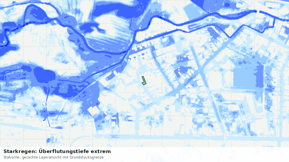 Statische Kartenansicht: Starkregen: Überflutungstiefe extrem