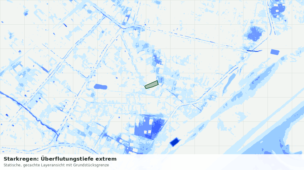 Statische Kartenansicht: Starkregen: Überflutungstiefe extrem