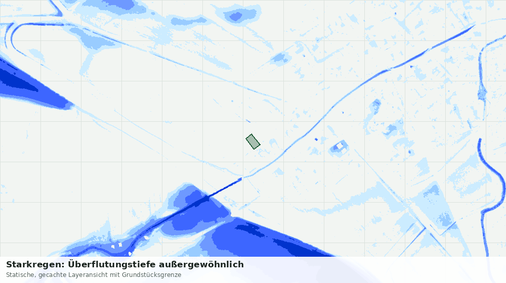 Statische Kartenansicht: Starkregen: Überflutungstiefe außergewöhnlich
