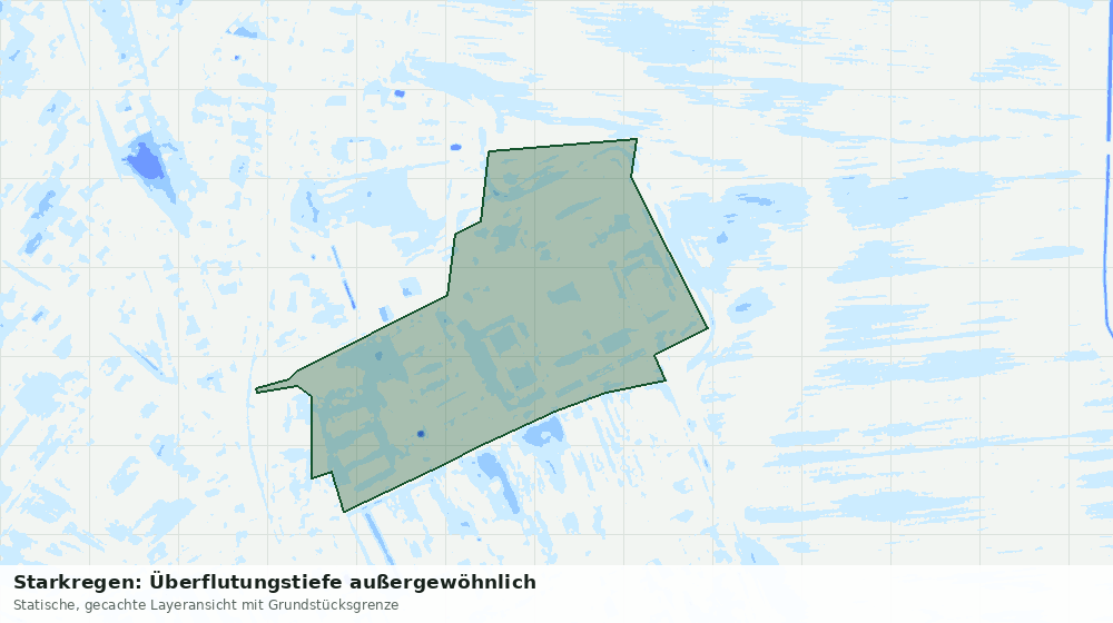Statische Kartenansicht: Starkregen: Überflutungstiefe außergewöhnlich