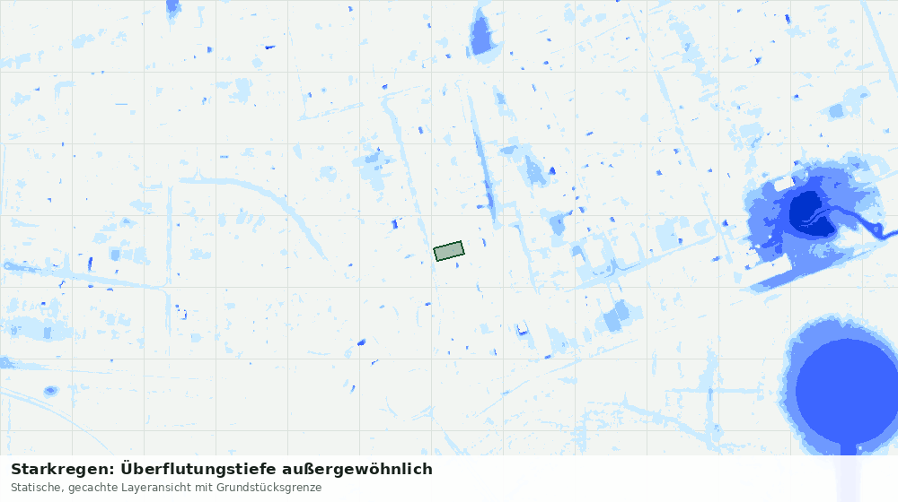 Statische Kartenansicht: Starkregen: Überflutungstiefe außergewöhnlich