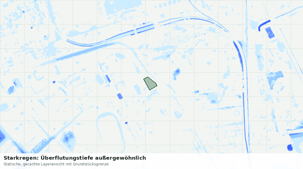 Statische Kartenansicht: Starkregen: Überflutungstiefe außergewöhnlich