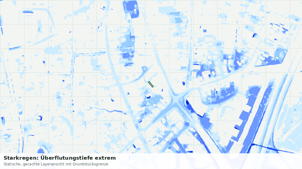 Statische Kartenansicht: Starkregen: Überflutungstiefe extrem