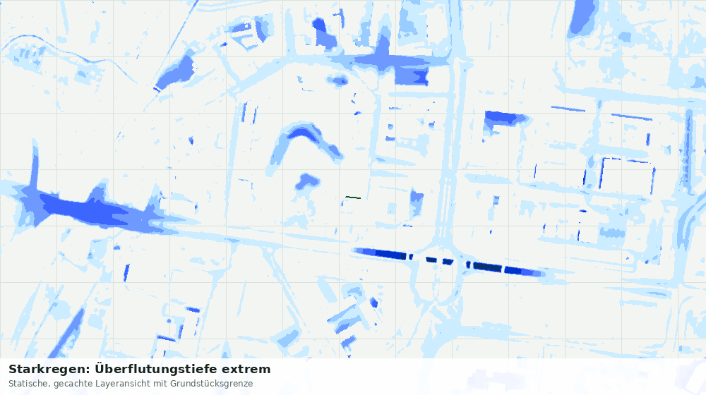 Statische Kartenansicht: Starkregen: Überflutungstiefe extrem