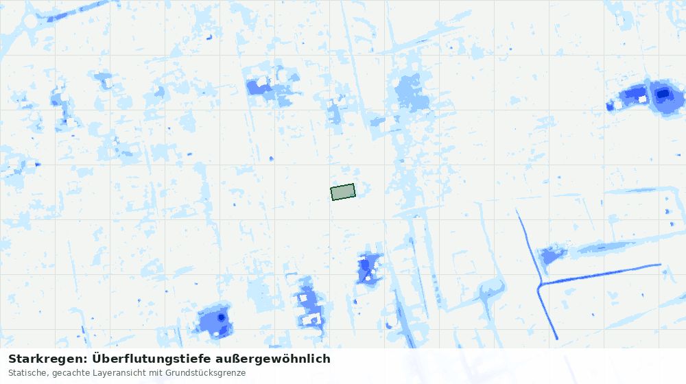 Statische Kartenansicht: Starkregen: Überflutungstiefe außergewöhnlich