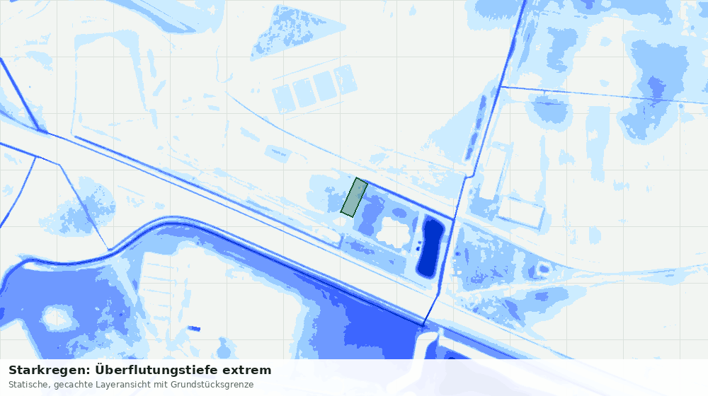 Statische Kartenansicht: Starkregen: Überflutungstiefe extrem