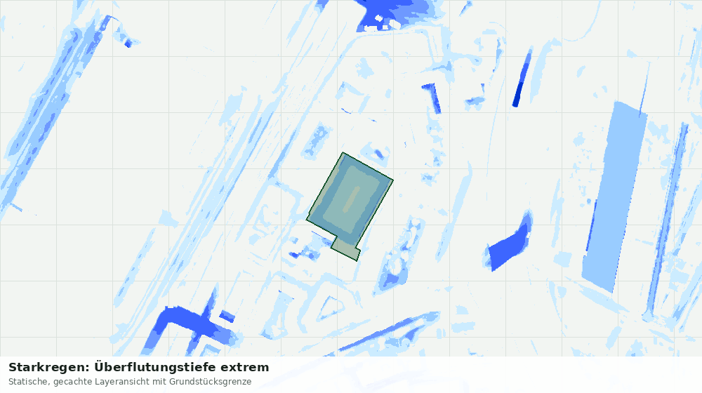 Statische Kartenansicht: Starkregen: Überflutungstiefe extrem