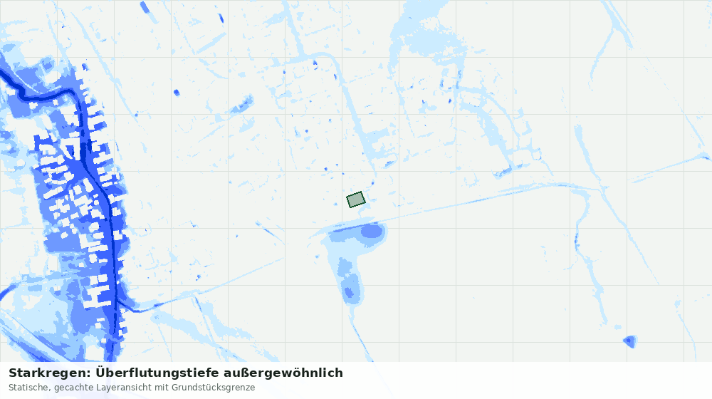 Statische Kartenansicht: Starkregen: Überflutungstiefe außergewöhnlich