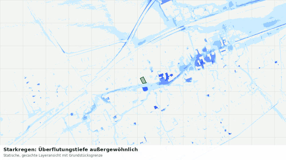 Statische Kartenansicht: Starkregen: Überflutungstiefe außergewöhnlich