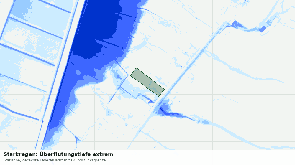 Statische Kartenansicht: Starkregen: Überflutungstiefe extrem