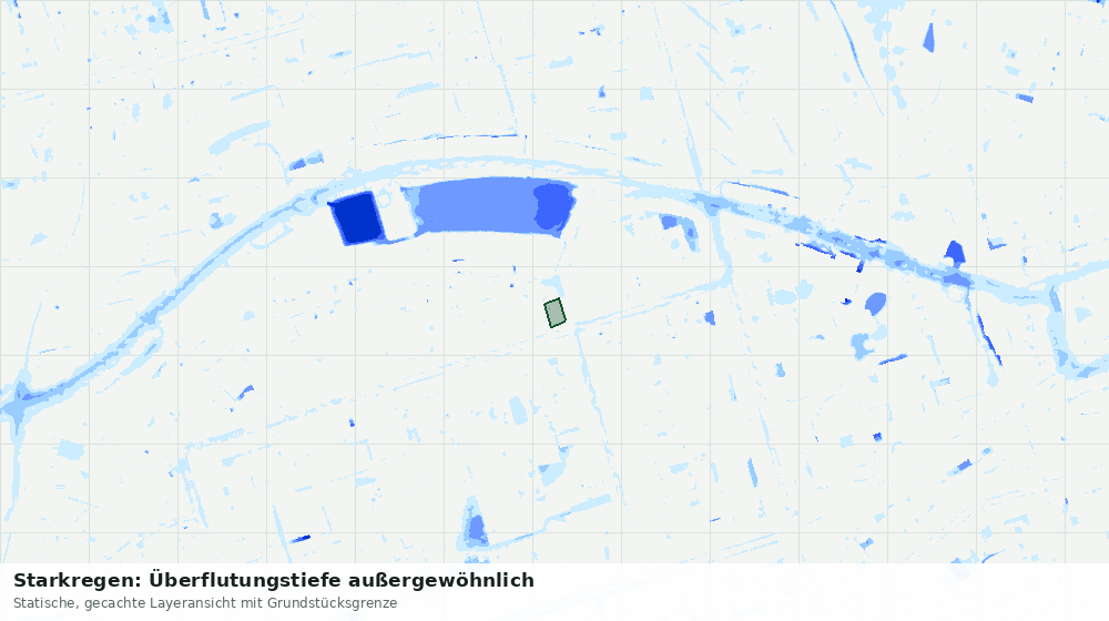 Statische Kartenansicht: Starkregen: Überflutungstiefe außergewöhnlich
