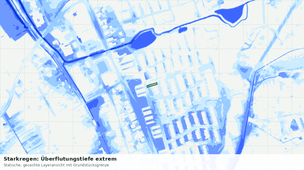 Statische Kartenansicht: Starkregen: Überflutungstiefe extrem