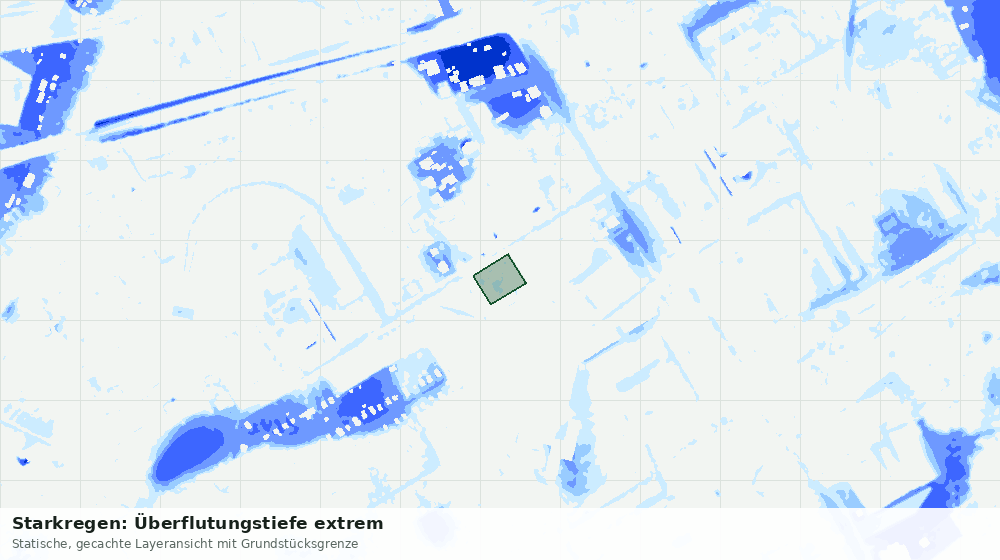 Statische Kartenansicht: Starkregen: Überflutungstiefe extrem