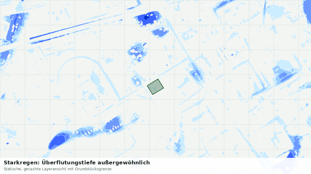 Statische Kartenansicht: Starkregen: Überflutungstiefe außergewöhnlich