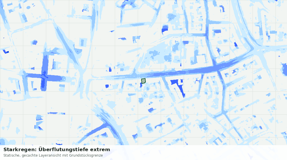 Statische Kartenansicht: Starkregen: Überflutungstiefe extrem