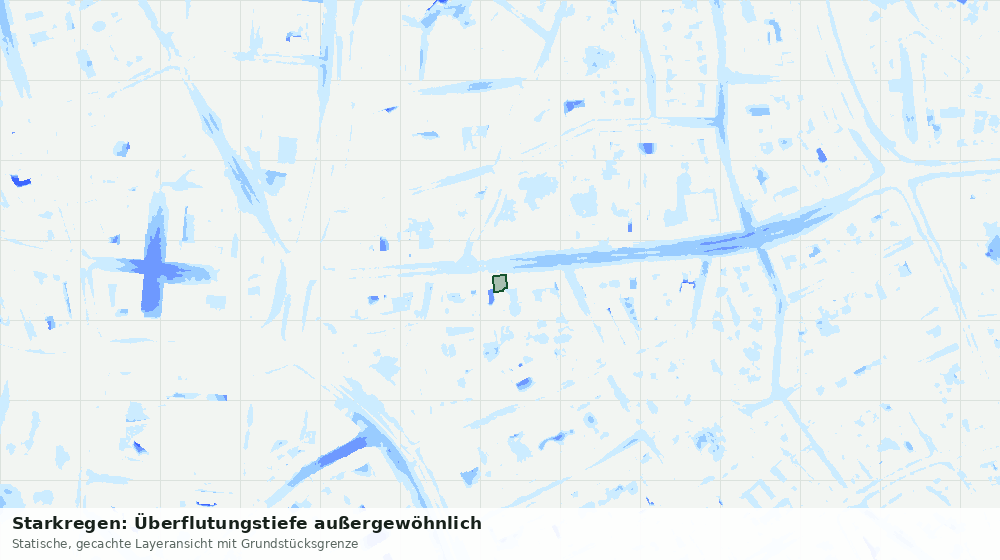 Statische Kartenansicht: Starkregen: Überflutungstiefe außergewöhnlich