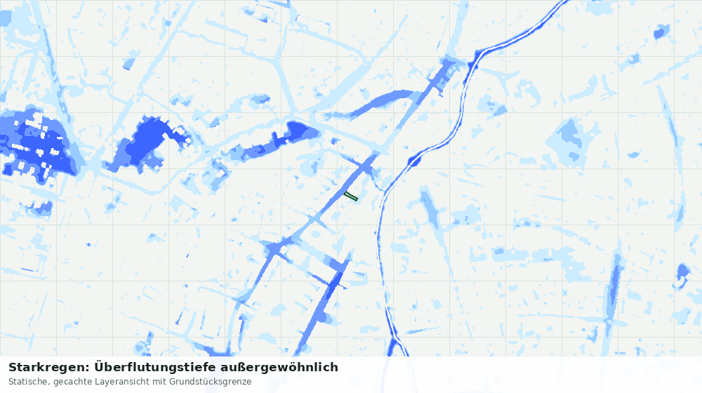 Statische Kartenansicht: Starkregen: Überflutungstiefe außergewöhnlich