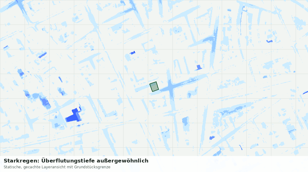 Statische Kartenansicht: Starkregen: Überflutungstiefe außergewöhnlich