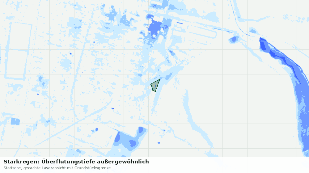 Statische Kartenansicht: Starkregen: Überflutungstiefe außergewöhnlich