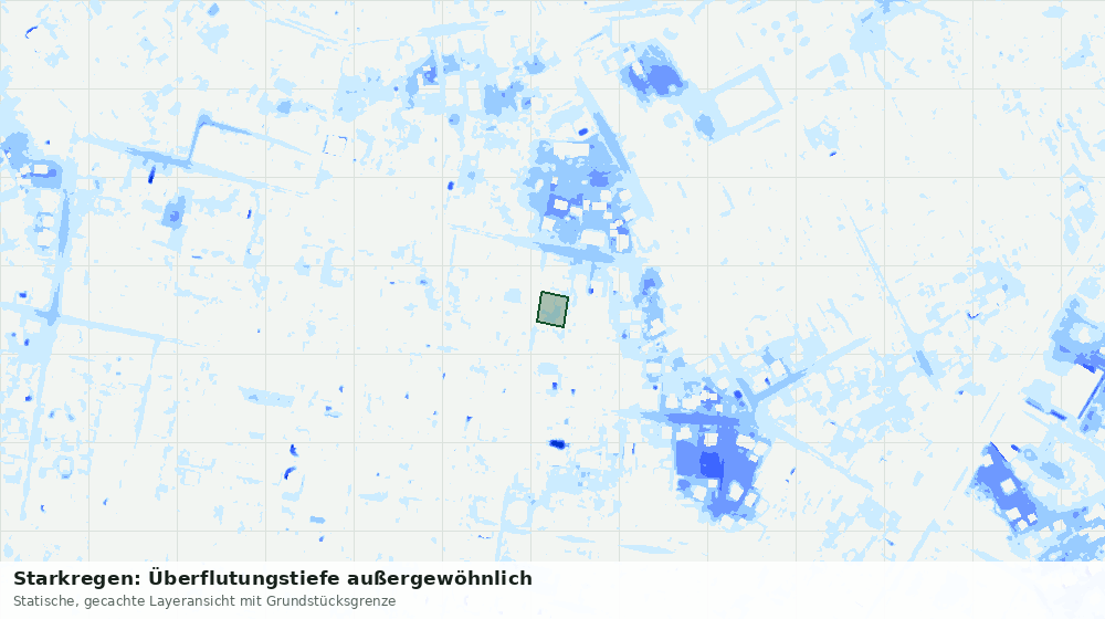 Statische Kartenansicht: Starkregen: Überflutungstiefe außergewöhnlich