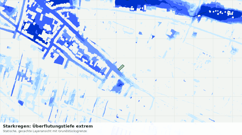 Statische Kartenansicht: Starkregen: Überflutungstiefe extrem