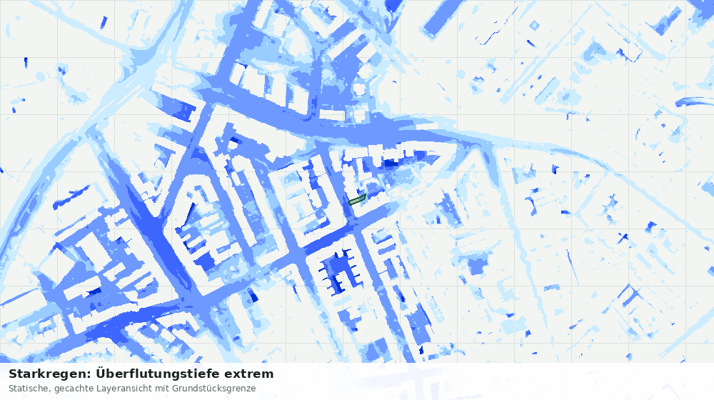 Statische Kartenansicht: Starkregen: Überflutungstiefe extrem
