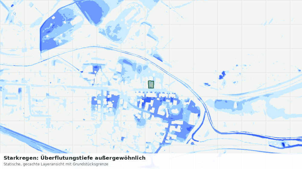 Statische Kartenansicht: Starkregen: Überflutungstiefe außergewöhnlich