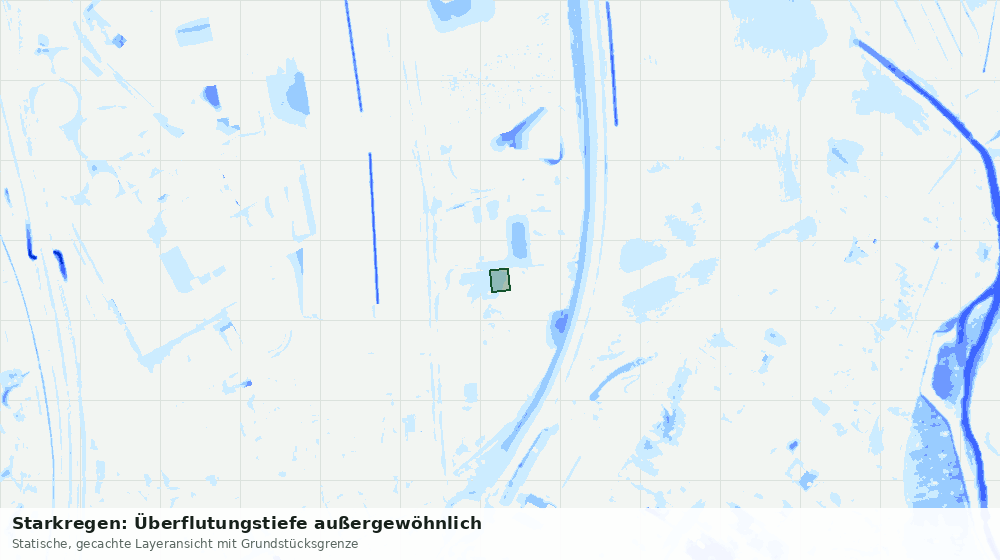 Statische Kartenansicht: Starkregen: Überflutungstiefe außergewöhnlich