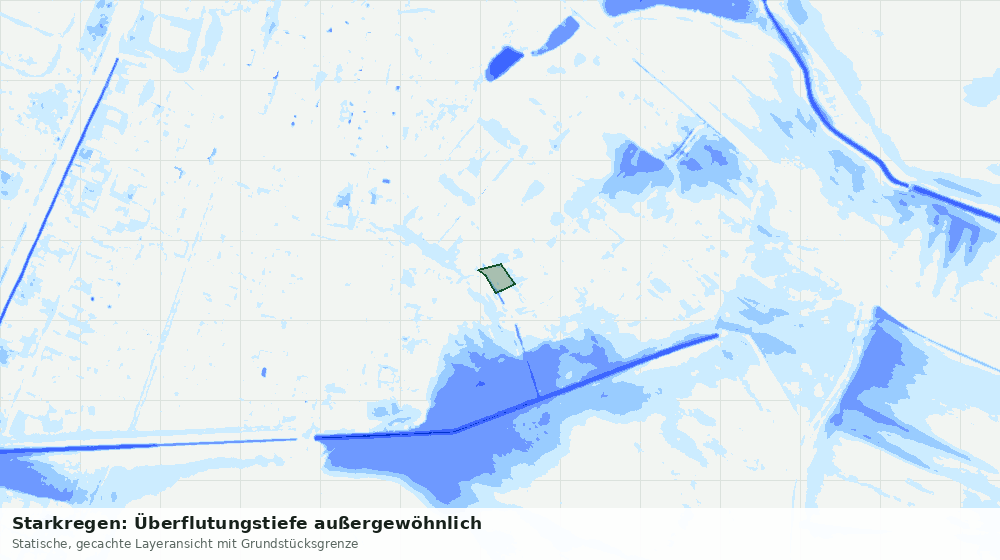 Statische Kartenansicht: Starkregen: Überflutungstiefe außergewöhnlich