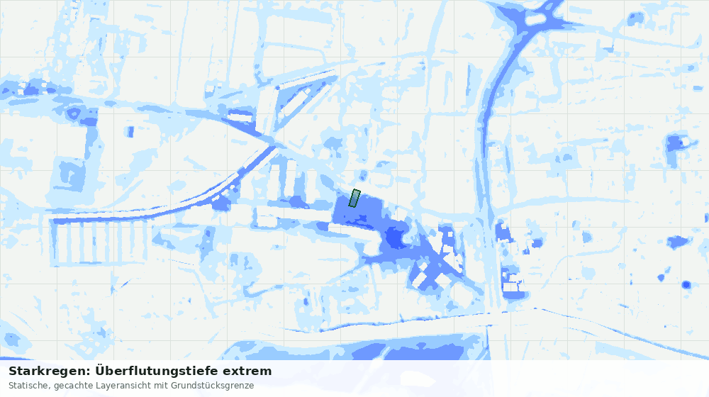 Statische Kartenansicht: Starkregen: Überflutungstiefe extrem