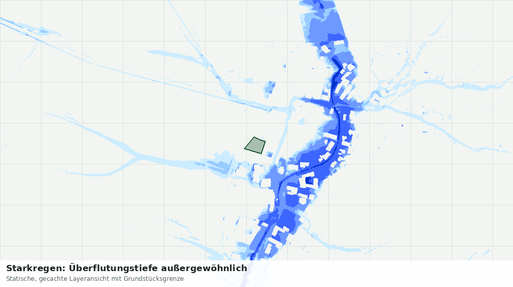 Statische Kartenansicht: Starkregen: Überflutungstiefe außergewöhnlich