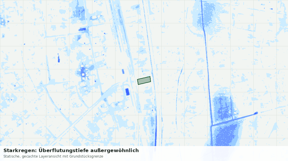 Statische Kartenansicht: Starkregen: Überflutungstiefe außergewöhnlich
