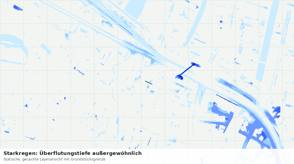 Statische Kartenansicht: Starkregen: Überflutungstiefe außergewöhnlich
